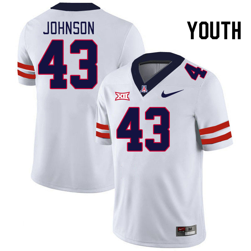 Youth #43 Dalton Johnson Arizona Wildcats Big 12 Conference College Football Jerseys Stitched-White